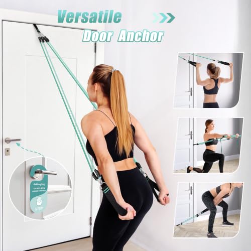Image of Upgraded Pilates Bar Kit with Resistance Bands Natural Latex for Women & Men, Heavy-Duty Stainless Steel Multifunctional Yoga Pilates Stick for Home Gym Exercise Fitness Equipment Full-Body Workouts