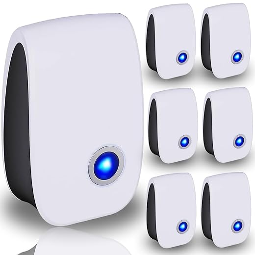 Ultrasonic Pest Repellent Indoor, Pest Control for Rodents, Mosquitoes, Ants, Cockroaches, Rat, Mice, Fleas, Beetles and Other Insects, Non-Toxic, Safe for Humans, Home, Office, Hotel (6 Packs)