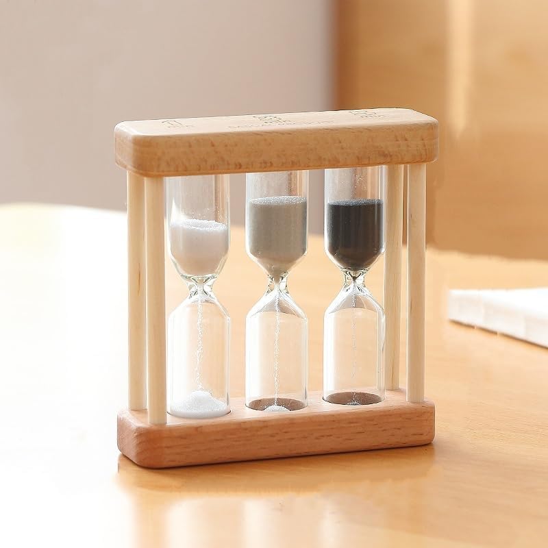 Wooden 1/3/5 Minute Sand Glass Hourglass Timer Creative Clock Home Decor Kitchen Tools Gift for Simple Style Thermometers and Timers Khaki