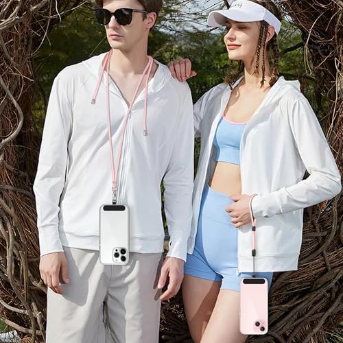 Image of takyu Phone Lanyard, 2 Pack Adjustable Cell Phone Lanyard Crossbody Neck Strap & 2 Pack Phone Wrist Strap with Tether Tabs Compatible for iPhone Android Smartphones-Black LPink