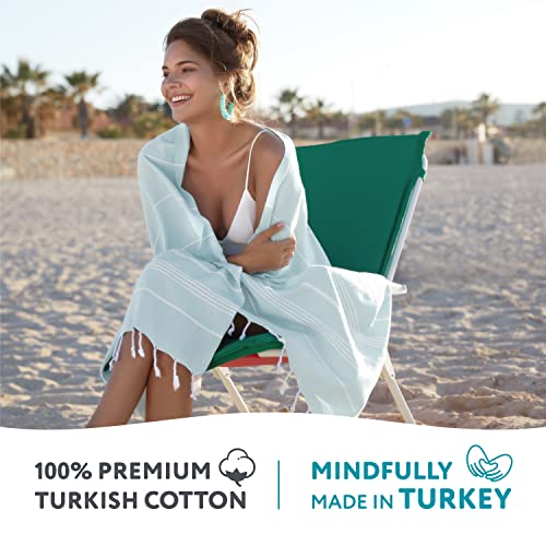 Wetcat Turkish Beach Towel Oversized 38X71 100% Cotton Sand Free Quick Dry Extra Large Light Travel Towel For Adults Beach Accessories Gifts- Aqua #TOP1