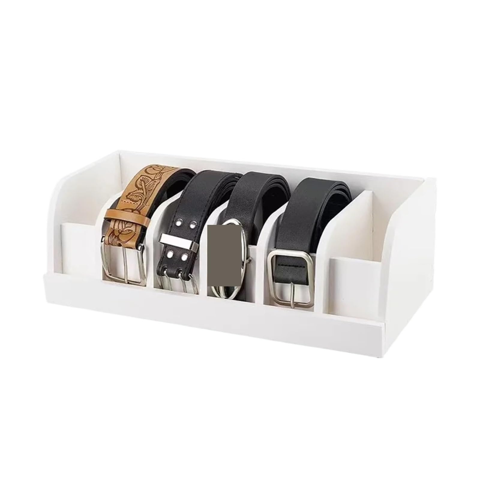 Belt Organizer 6-Grids Belt Organizer Closet Storage Rack Save Space Multipurpose Drawer Tie Purse Displayer Holder(White)