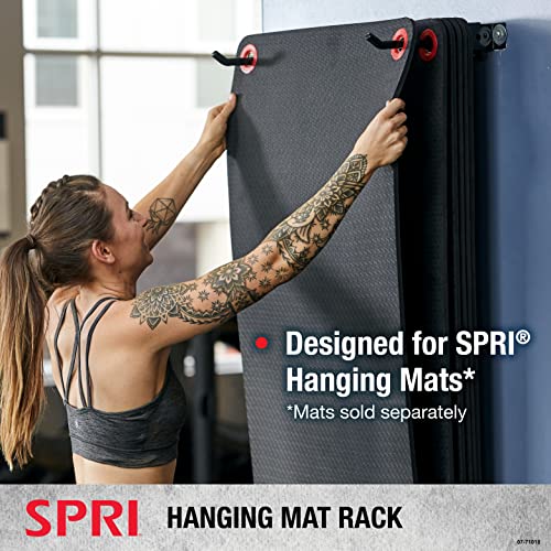 Spri Hanging Exercise Mat Wall-Mounted Rack Hanging Exercise Mats, Black #TOP2