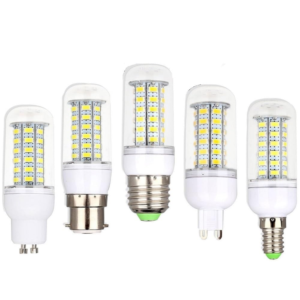 HHF Iluminación del hogar, Paquete de 20 bombillas LED de maíz AC220V E14/E27/B22/G9/GU10 5730SMD lámpara blanca fría y cálida(Cool White E27,5W)