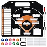 Anglekai 1+44PCS Baseball Coaching Board for Dugout, Dry Erase Lineup Board Softball Clipboard for Coach/ 30 Name Strip/ 10 Number Blocks/ 2 Marker/ 2 Buckle (Black)