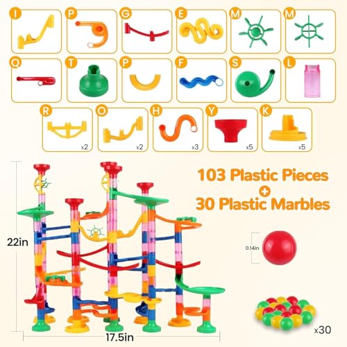 Marble Run 133 pièces avec 30 billes pour circuit de construction STEM - 5