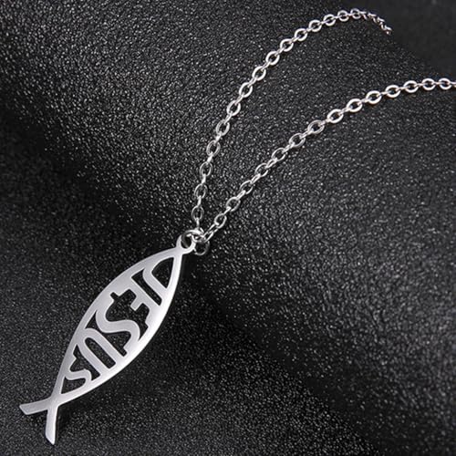 Jude Jewelers Stainless Steel Jesus Fish Style Christian Religious Pendant Necklace2