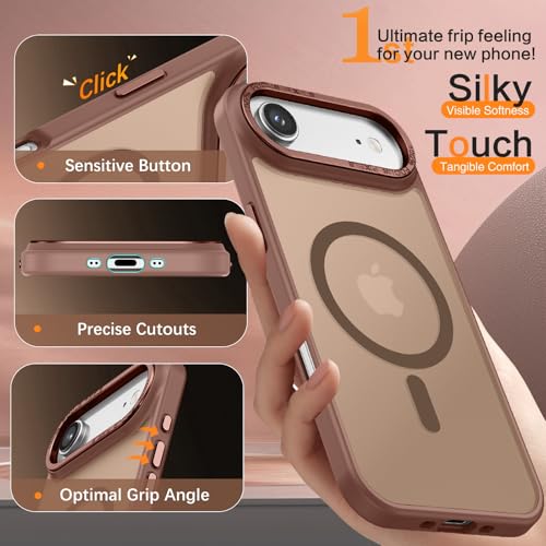 Image of YINLAI for iPhone Air Case 6.5-inch,Magnetic Compatible with MagSafe, Slim Matte Anti-Fingerprint, Shockproof Full Body Military Grade Protection for iPhone Air Cover, Brown