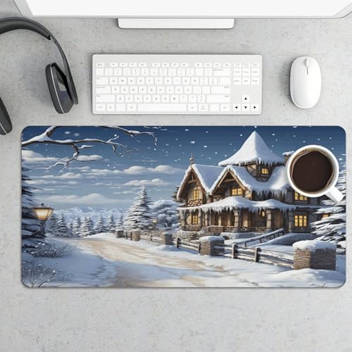Tapete para escritorio navideño grande antideslizante de goma miniatura 5