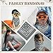 PJPSAA 12 Pack Bandanas Unisex Paisley Cowboy Bandanas Bulk Multi Purpose Headband Scarf for Men Women Costume(Gray)