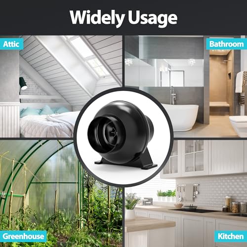 Extractor de conducto de 4 pulgadas con velocidad variable y flujo de 195 CFM negro 7