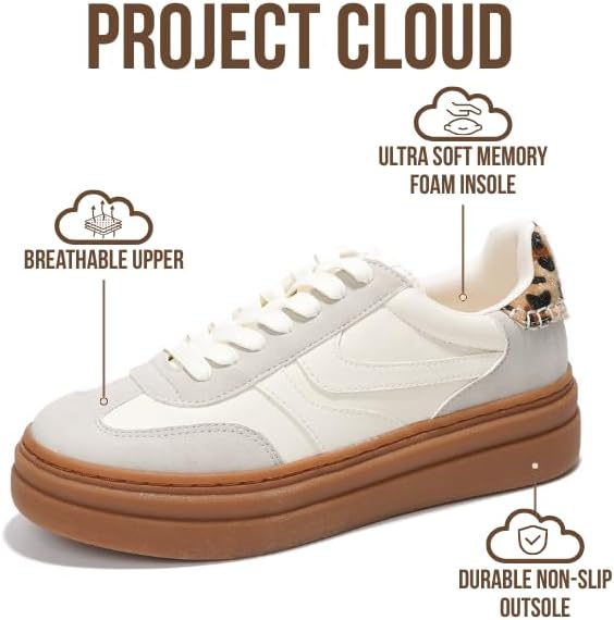 Project Cloud Platform Sneakers for Women Footwear - Memory Foam Insole Womens Shoes, Lightweight and Non-Slip Sole Lace Up Fashion Sneakers for Women 2026 (Volley) - Image 3