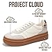 Project Cloud Platform Sneakers for Women Footwear - Memory Foam Insole Womens Shoes, Lightweight and Non-Slip Sole Lace Up Fashion Sneakers for Women 2026 (Volley, Whit, 8.5) White
