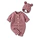 U-Sinmule Baby Jungen Mädchen Strick Strampler Säugling Warme Pullover Outfit Set Netter Overall + Hut Bär Schneeanzug Body Onesies, Rosa, 6-12 Monate