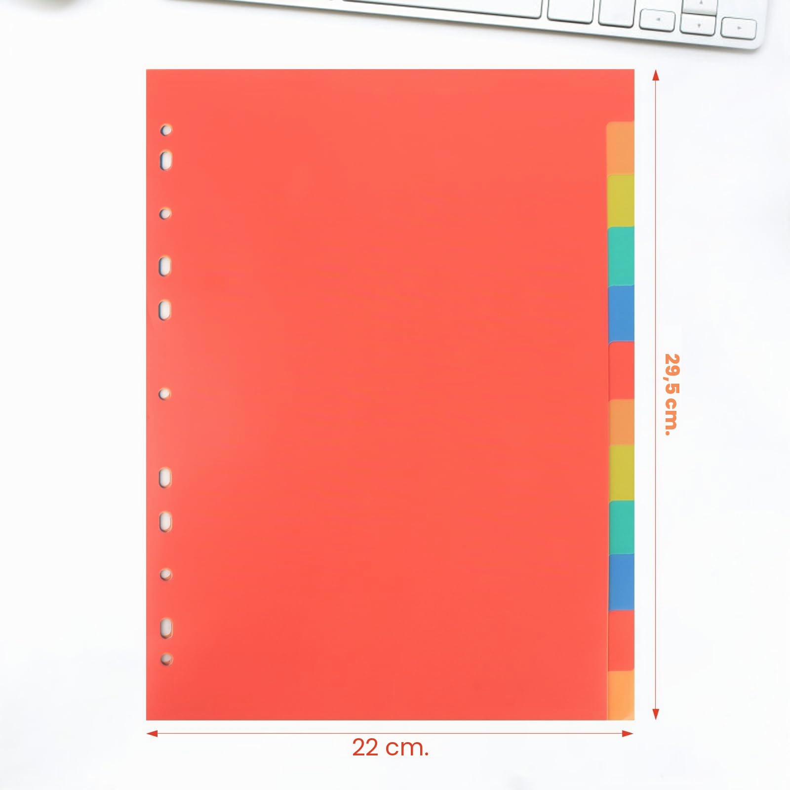 Divisori per raccoglitori A4, 12 pezzi, 11 fori
