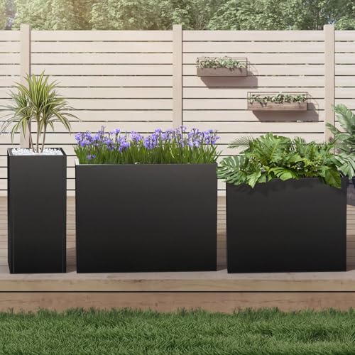 Metal Planter Box, Planter Boxes Outdoor Heavy Duty Metal Garden Planter Spliced Flower Pot with Partitions, All-Weather Use with Drainage Holes for Patio/Porch-30 x 14" x 14" - Image 3