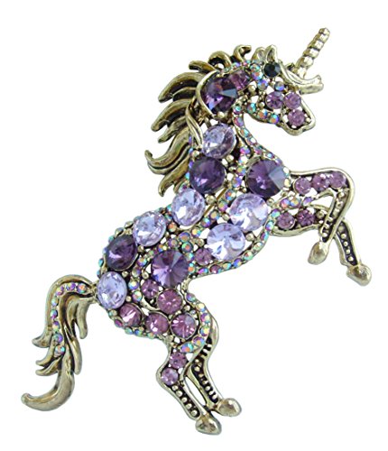Image of Unique Animal Unicorn Horse Brooch Pin Pendant Austrian Crystal BZ6172