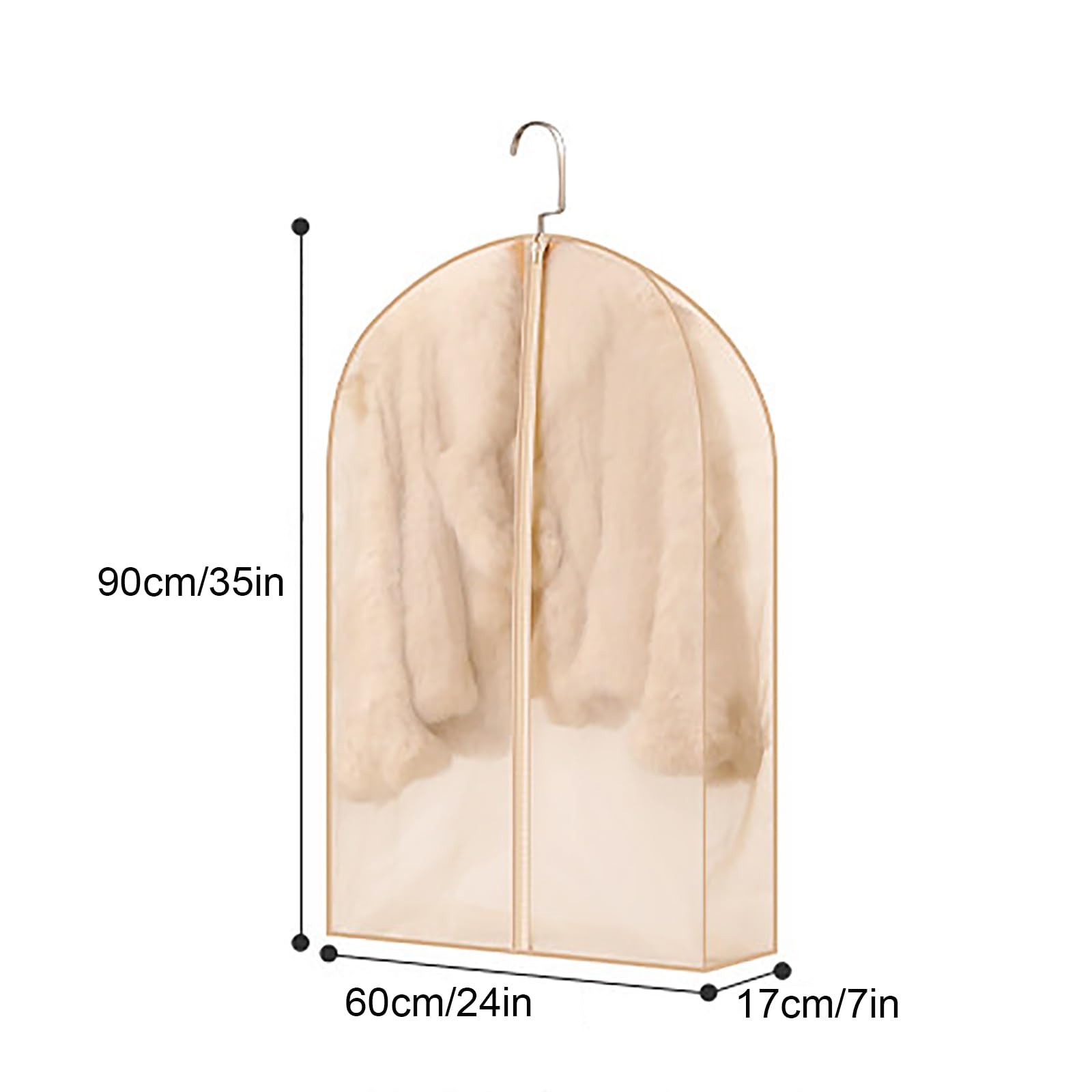 Lote de 2 Fundas Abrigos para Colgar, Fundas Ropa de Organza con Cremallera, Porta Trajes, Aptas para Abrigos y el Armario(60 * 17 * 90cm/24 * 7 * 35in)