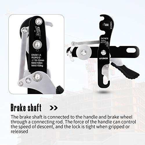 Wildken Climbing Stop Ascender Rappelling Descender Belay Devices for 10-12mm Rope Climbing Belaying and Rappelling Gear for Rock Climbing Mountaineering Tree Arborist Peak Rescue - Thumbnail 2