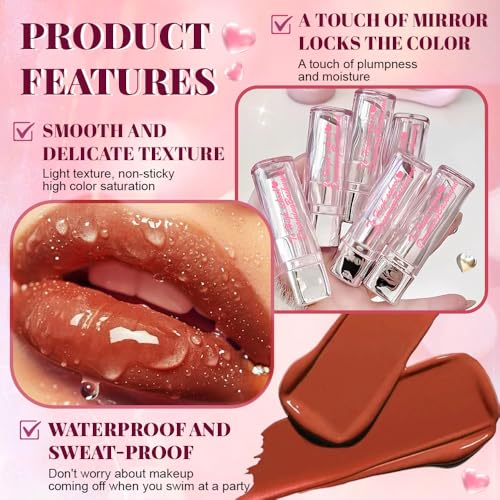 Image of Brown Plumper Moisturizing Butter Lipstick for Women, Natural Tinted Lip Balm Shine Nourishing Hydrating Lip Gloss Stain for Dry Lips, Lightweight Lip Liner Care Makeup, Vegan 1Pc Brown Black