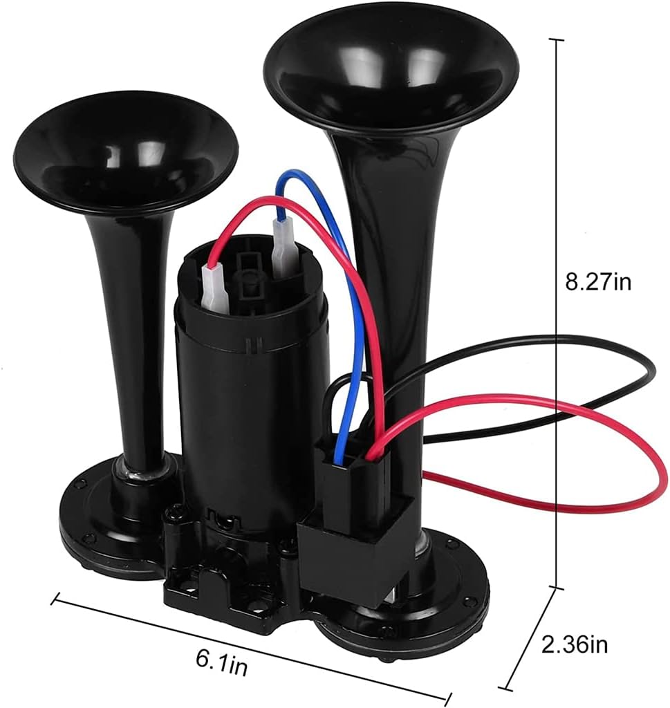 Air Horns Kit with Compressor 12V Car Horns Loud Truck Horn Dual Trumpet for Truck Boat Train Speaker Cars Van Ship