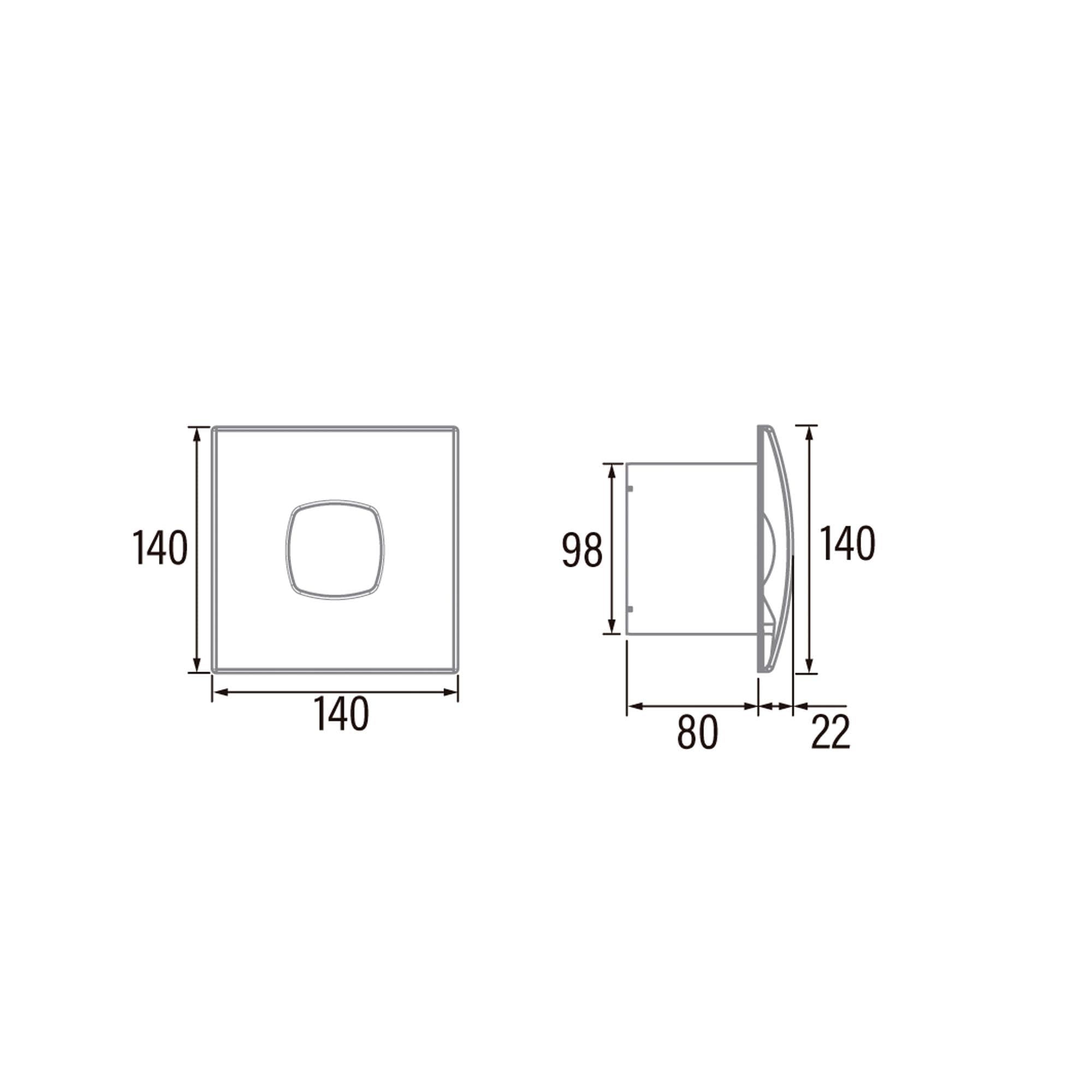 CATA Extractor Axial Baño Silentis LN 10 INOX Frontal Extraible sin Tornillos, Protector Térmico Silencioso 30dB, 14cm, 12W Válvula Antiretorno, 2300 rpm, Ligero, Acero Inox