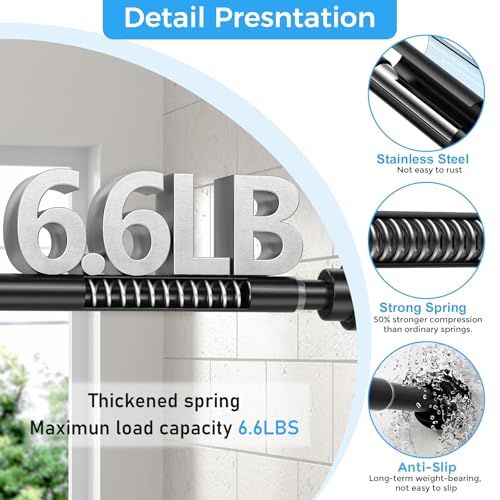 Image of Shower Curtain Rods 31-76 inch 2Pcs Black Spring Tension Rod Adjustable