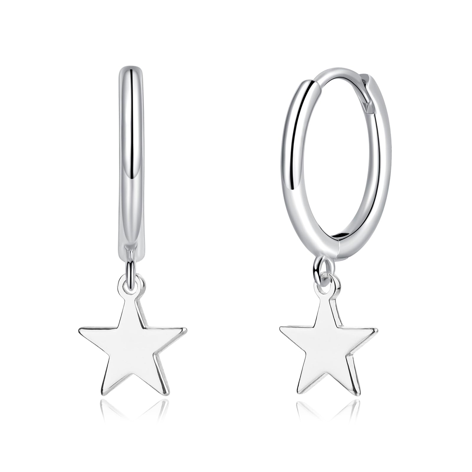 Deyanse Creolen Ohrringe Hängend für Damen, 925 Sterling Silber Kleine Runde Creolen Ohrhänger, Hypoallergen Herz kreuz Stern Anhänger Hängeohrringe, Dangle Baumeln Creolen Ohrringe mit Geschenkbox