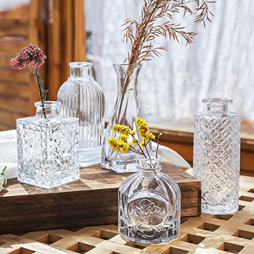 Mini vases en verre transparent style vintage d'exception pour table de fête