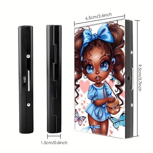 Metal Credit Card Holder Wallet, 6 Card Slots RFID Blocking Stainless Steel Wallet, Slim Metal Credit Card Wallet, with Reliable Press Button Metal Wallet for Women Men, Beautiful Girl2