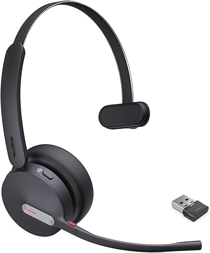 Yealink BH70 - Auriculares Bluetooth inalámbricos mono con micrófono para trabajo, hasta 35 horas de duración de la batería para hablar, cancelación