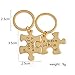 Meiligo® Fashion 2 Pcs Couples Gift Alloy A Piece of her A Piece of him Letter Puzzle Dog Tag Necklace Key Chain Square Matching Engraved Heart Letter Necklace Set