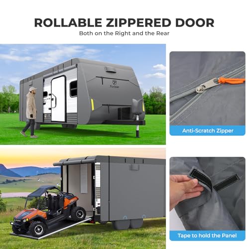 Capa de trailer de viagem à prova d'água 600D melhorada, Oxford extragrosso para trailer de 28'17.