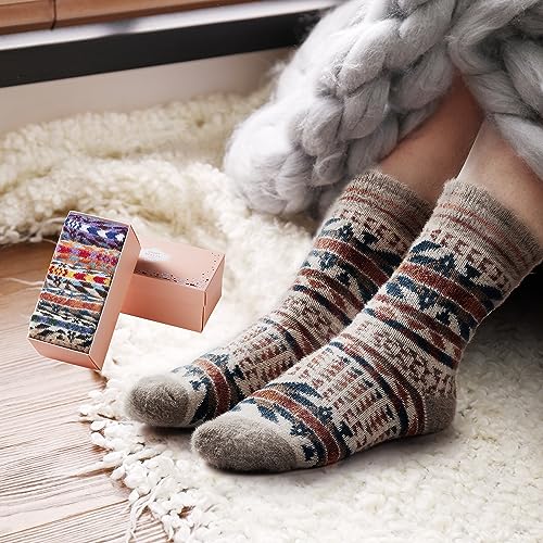 Image of SISOSOCK 5 Pairs Fuzzy Soft Cozy Comfortable Socks for Women, Casual Sleep Comfy Socks, Perfect Warm Winter Gifts for Women