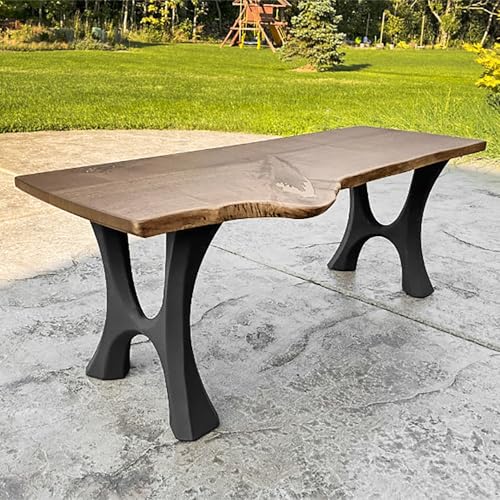 Flowyline 16' H 103 Haru Handcrafted Black Metal Table Legs and Bases for Bench | Steel Coffee Table Legs | Rust-Resistant, Adjustable Furniture Legs | DIY Mid-Century Modern Indoor/Outdoor