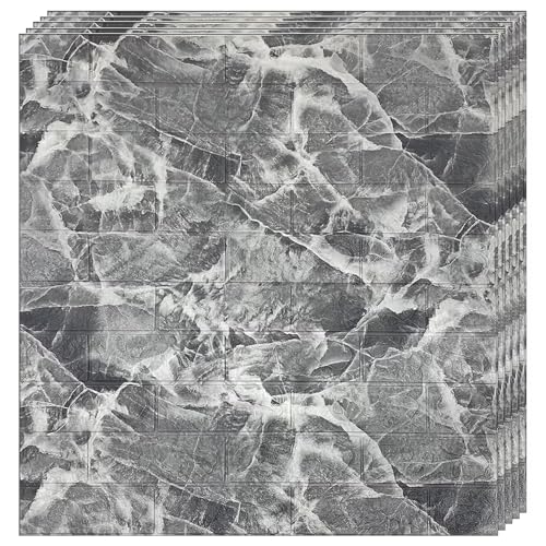 Selling Depot Papel pintado adhesivo 3D efecto mármol gris ladrillo – Juego de 10 hojas (70 x 77 cm, 5,3 m²) autoadhesivas, impermeables, insonorizantes – cocina, dormitorio, baño, paredes DIY