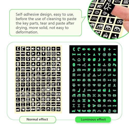 Image of 117 PCS Car Center Console Button Sticker, Car Self-Adhesive Night Safety Luminous Sticker, Waterproof and Dustproof Switch Decorative Sticker, Universal for Most Car(Fluorescence Green)