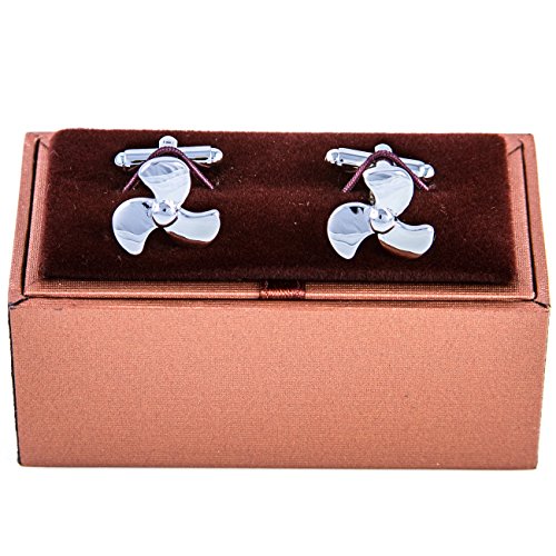 MRCUFF Propellor Propeller Ship Boat Pair of Cufflinks in a Presentation Gift Box & Polishing Cloth2