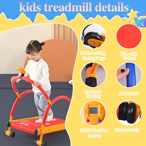 Image of Kids Treadmill for Fitness, Self-Propelled Toddler Treadmill with LED Monitor & Handlebar, Exercise Equipment for Ages 3-12, Safe & Fun Home Workout