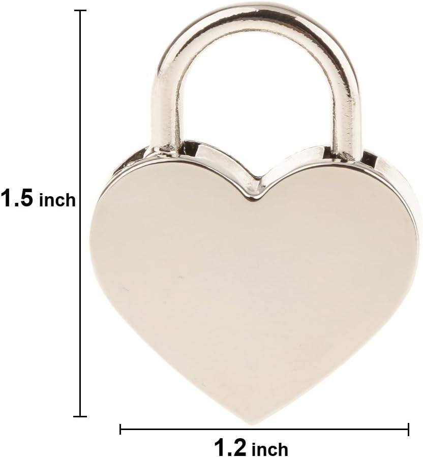 2 Pieces Small Metal Heart Shaped Padlock Mini Lock with Key for Jewelry Box Storage Box Diary Book,Silver - Image 3