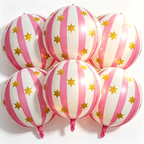 Pink White Stripe Balloons Girls Carnival Balloons Pink Carnival Themed Party Decorations Pink White Birthday Party Decorations for Girls Women Stripe Circus Party Decorations