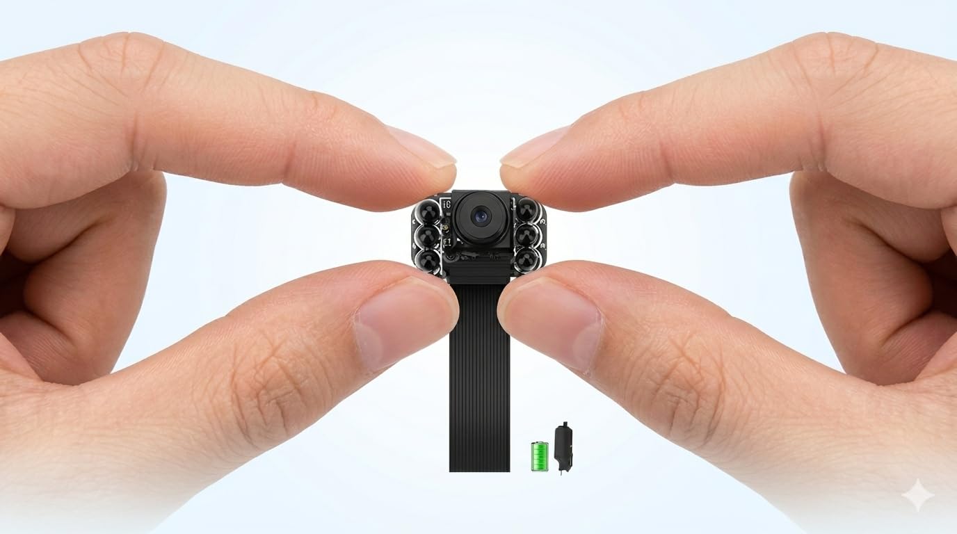 Mini Telecamera WiFi di Sorveglianza con Sensore di Movimento, Infrarossi con Batteria 4 ore, Controllo da Smartphone, Visione Notturna Microcamera 1080P