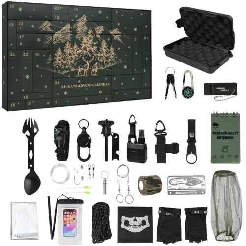 Diweez Survival Kit Advent Calendar for Men 2026, Outdoor Emergency