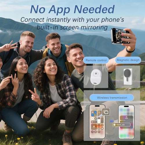 Image of Selfie Monitor Screen for Iphone & Android, 2026 Patented Wireless Magnetic Back Camera Monitor, Vlog Content Creator Essentials, 1800mAh, Up to 3 Hours Runtime, White (Not for Google Pixel)