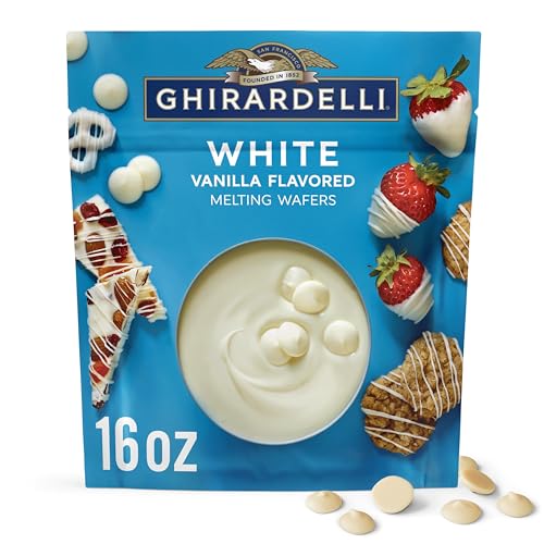 GHIRARDELLI White Vanilla Flavored Melting Wafers, 16 oz Bag – Easy Melt Candy Coating for Baking, Dipping & Dessert Decorating