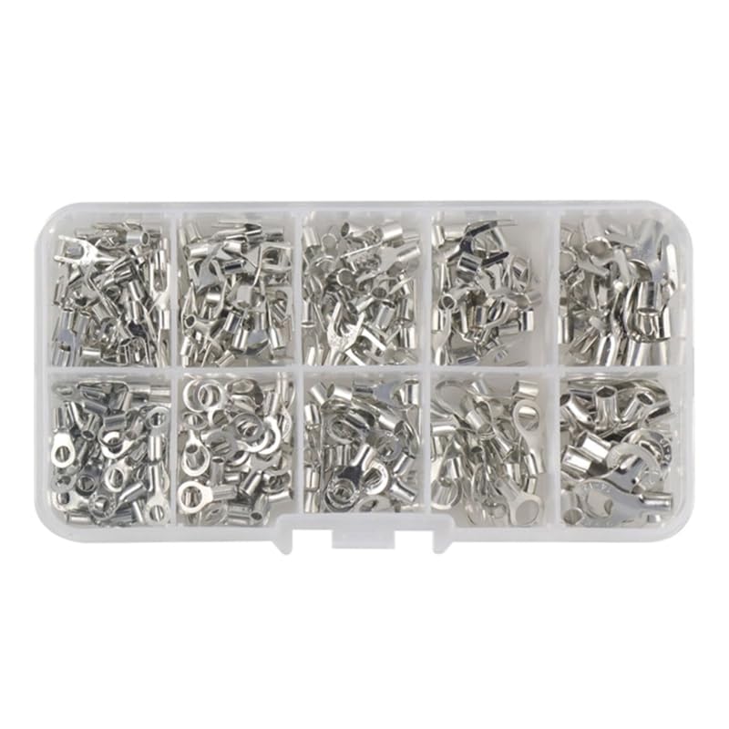 320pcs Wire Crimp Connectors Non-Insulated Ring Fork U-Type Terminals Tin-Plated-Copper Wire Crimp Fork End Cable Lugs