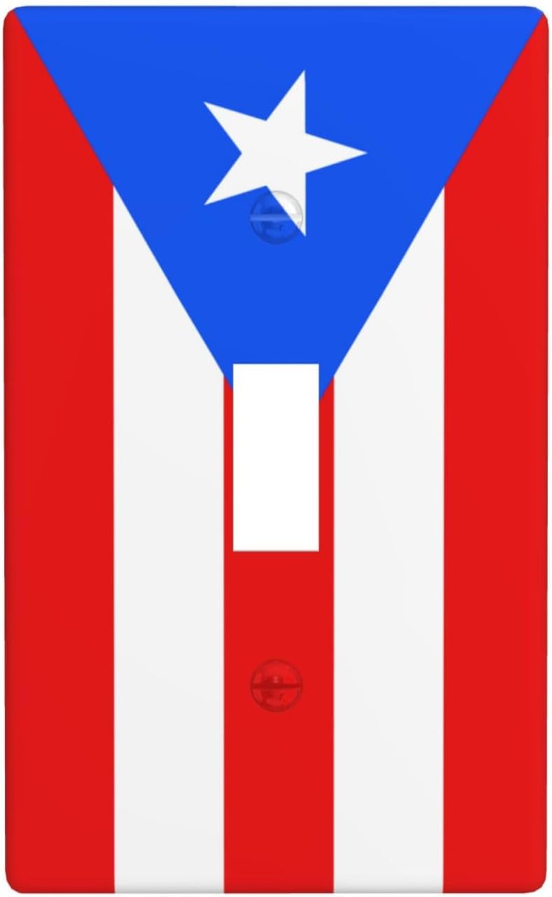 2.75" x 4.5" Single Toggle Switch Wall Plate, Vintage National Flag Puerto Rican Decor Cover Light Switch Cover