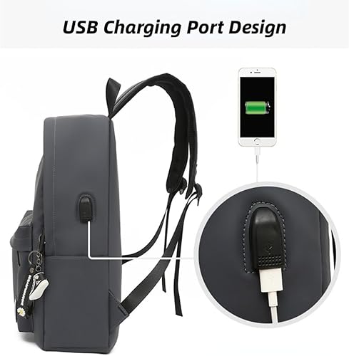 Miniatura 4 de Mochila estética para laptop con bonitos accesorios, bolsa de computadora kawaii, puerto de carga USB, para hombres y mujeres de 15.6 pulgadas,