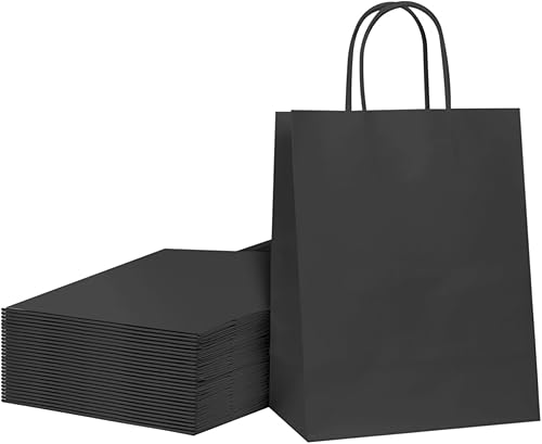 Miniatura 1 de Bekoetoz 40 bolsas de papel kraft blancas con asas de 12.6 x 9.8 x 4.3 pulgadas, bolsas de regalo a granel para cumpleaños, bodas, baby showers,