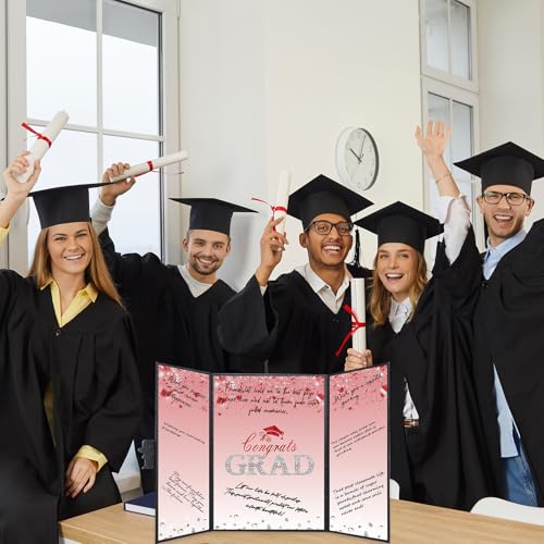 Image of Crenics Black and Red Graduation Decorations Class of 2026, Creative Graduation Guest Sign in Book Alternative, Congrats Grad Signature Book 18 inch x 12 inch, Awesome Graduation Gift or Keepsake